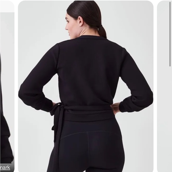 Spanx Air Essentials AirEssentials Ballet Wrap Sweater Top Black Medium NEW - Picture 3 of 12